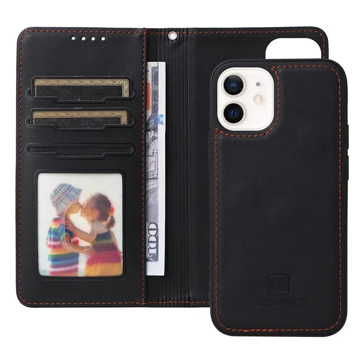 BETOPNICE 005 For iPhone 12 mini 5.4 inch Cell Phone Case Detachable Leather Wallet Cover