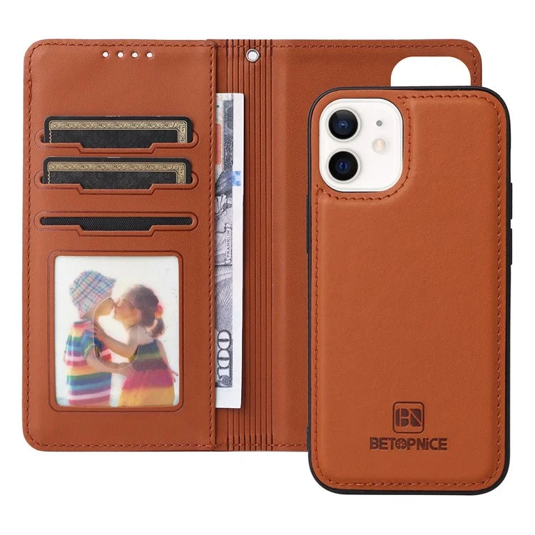 BETOPNICE 005 For iPhone 12 mini 5.4 inch Cell Phone Case Detachable Leather Wallet Cover