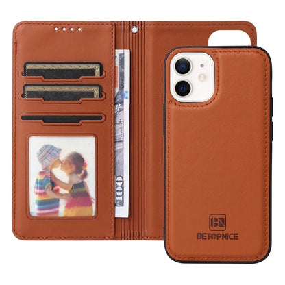BETOPNICE 005 For iPhone 12 mini 5.4 inch Cell Phone Case Detachable Leather Wallet Cover