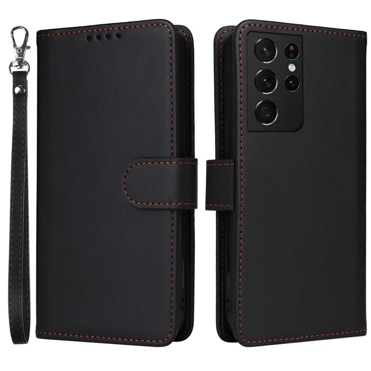 BETOPNICE 005 For Samsung Galaxy S21 Ultra 5G Case Detachable Leather Cover Wallet Shell with Strap