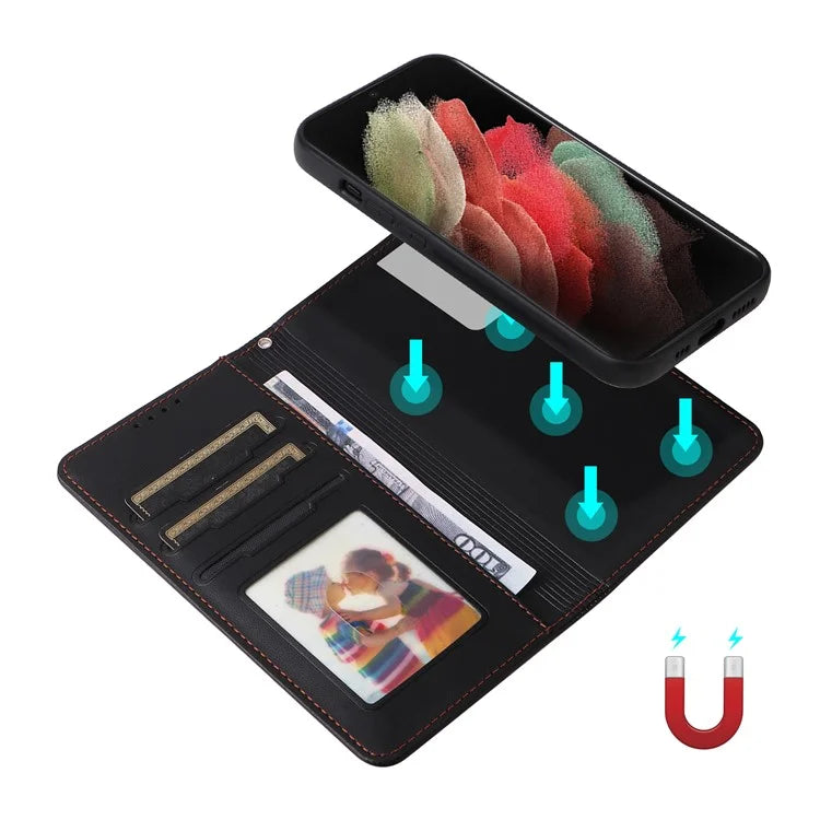 BETOPNICE 005 For Samsung Galaxy S21 Ultra 5G Case Detachable Leather Cover Wallet Shell with Strap