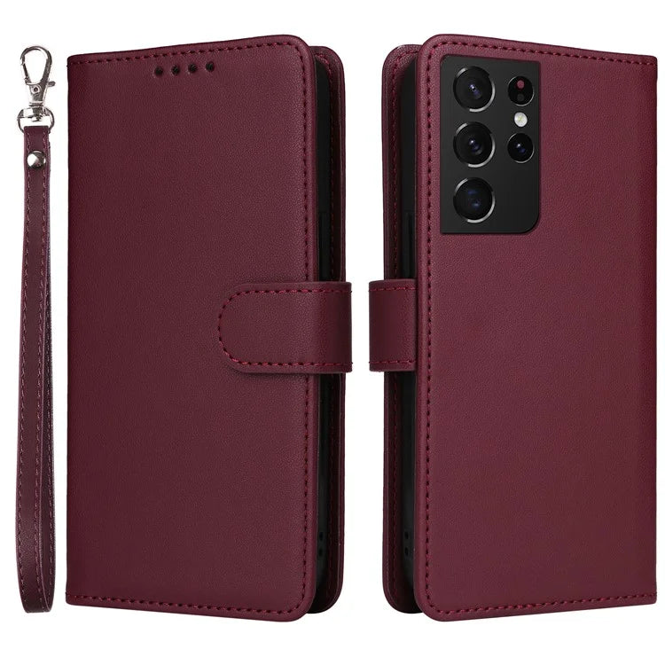 BETOPNICE 005 For Samsung Galaxy S21 Ultra 5G Case Detachable Leather Cover Wallet Shell with Strap