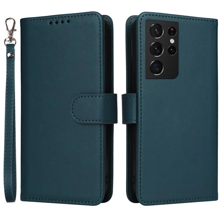 BETOPNICE 005 For Samsung Galaxy S21 Ultra 5G Case Detachable Leather Cover Wallet Shell with Strap