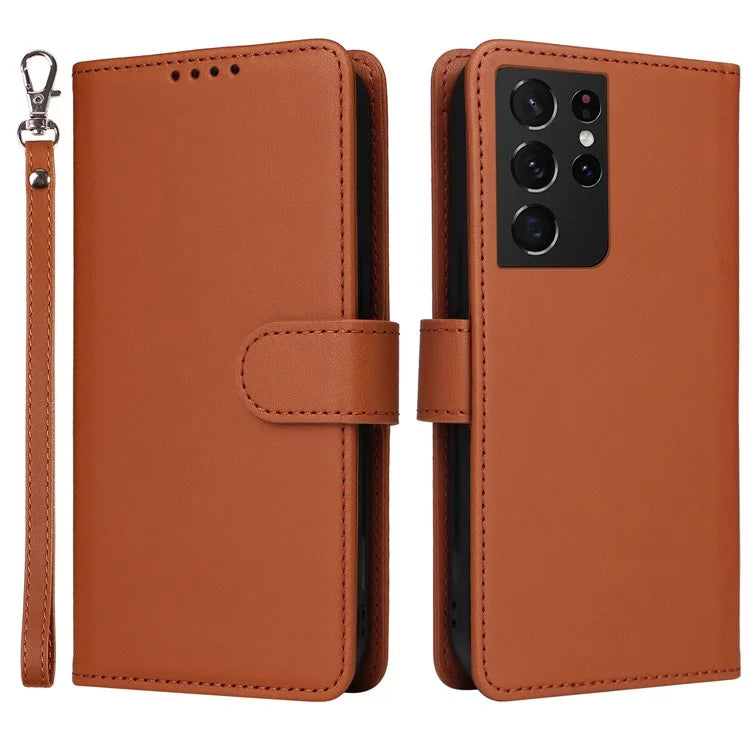 BETOPNICE 005 For Samsung Galaxy S21 Ultra 5G Case Detachable Leather Cover Wallet Shell with Strap