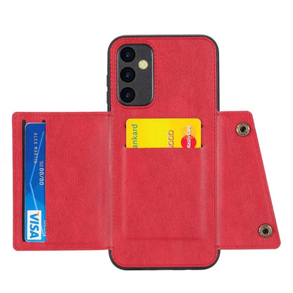For Samsung Galaxy A55 5G Cover Card Slots Magnetic Buttons PU Leather+TPU Phone Kickstand Case