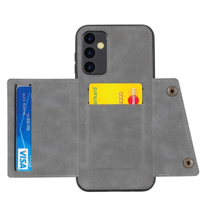 For Samsung Galaxy A55 5G Cover Card Slots Magnetic Buttons PU Leather+TPU Phone Kickstand Case