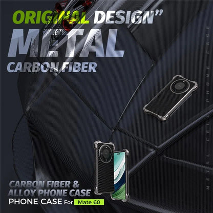 R-JUST RJ-51 For Huawei Mate 60 Cell Phone Case Carbon Fiber Texture PC + Aluminum Alloy Anti-drop Cover
