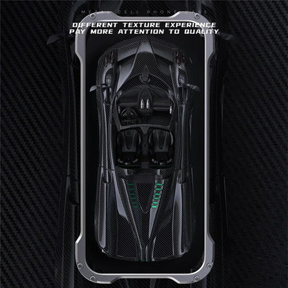 R-JUST RJ-51 For Huawei Mate 60 Cell Phone Case Carbon Fiber Texture PC + Aluminum Alloy Anti-drop Cover
