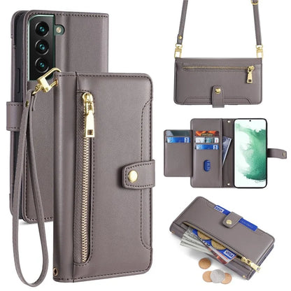 For Samsung Galaxy S22+ 5G Cell Phone Case Zipper Pocket Anti-fall Leather Wallet Cover