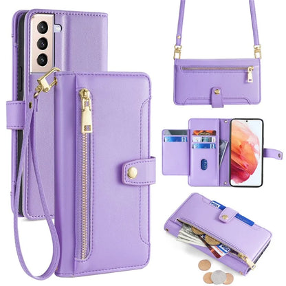For Samsung Galaxy S21 4G / S21 5G Case PU Leather Cell Phone Cover with Zipper Pocket