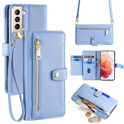 For Samsung Galaxy S21 4G / S21 5G Case PU Leather Cell Phone Cover with Zipper Pocket