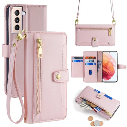 For Samsung Galaxy S21 4G / S21 5G Case PU Leather Cell Phone Cover with Zipper Pocket