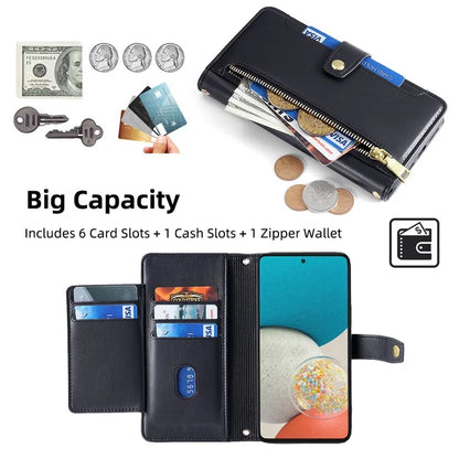 For Samsung Galaxy A53 5G Case PU Leather+TPU Smart Phone Cover with Crossbody Shoulder Strap