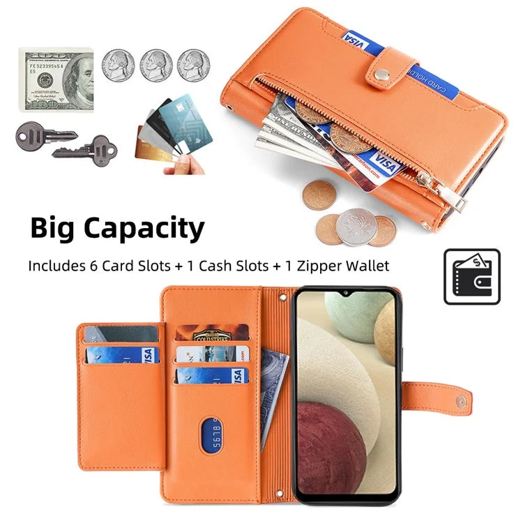 For Samsung Galaxy A12 Magnetic Case Shock Absorbing PU Leather Phone Cover