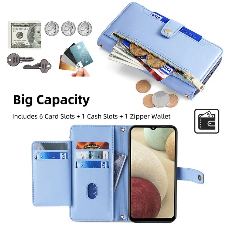 For Samsung Galaxy A12 Magnetic Case Shock Absorbing PU Leather Phone Cover