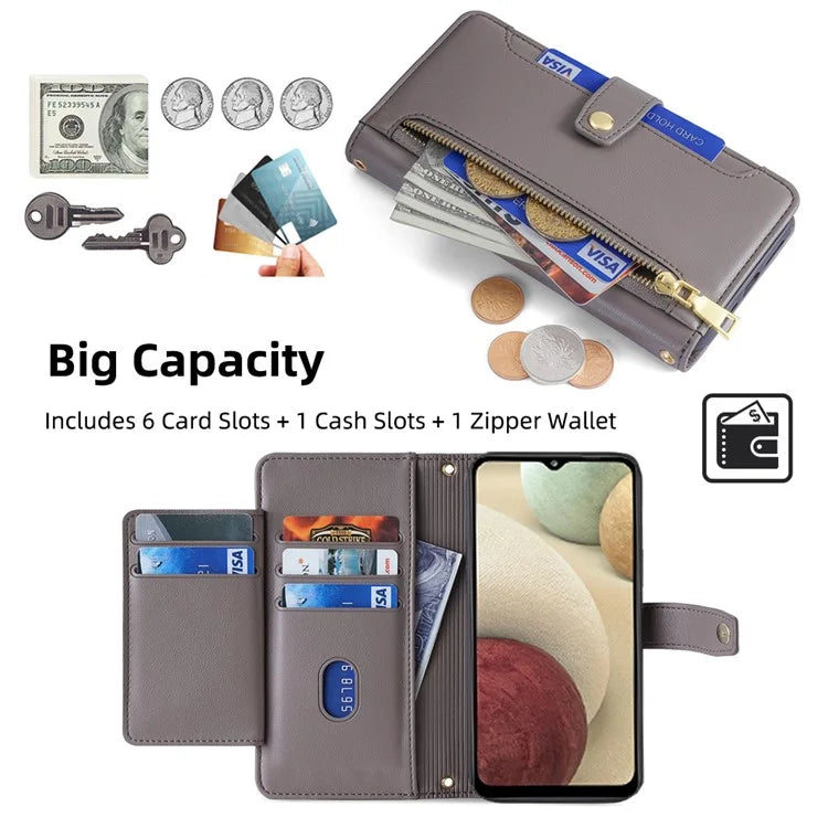 For Samsung Galaxy A12 Magnetic Case Shock Absorbing PU Leather Phone Cover