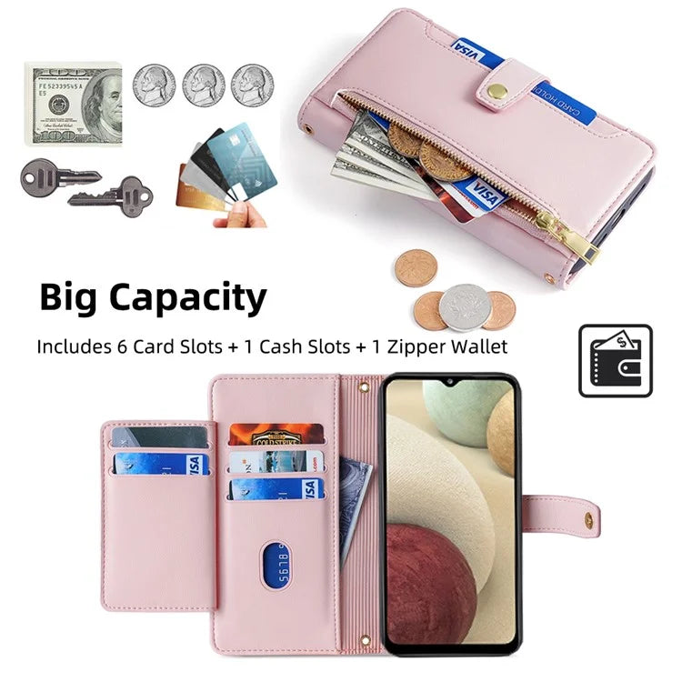 For Samsung Galaxy A12 Magnetic Case Shock Absorbing PU Leather Phone Cover