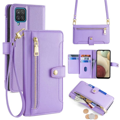For Samsung Galaxy A12 Magnetic Case Shock Absorbing PU Leather Phone Cover