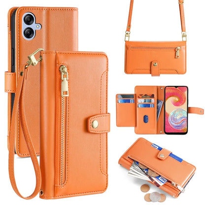For Samsung Galaxy A04e 4G / F04 4G / M04 4G Phone Case Anti-fall 6 Card Slots Cover with Crossbody Strap