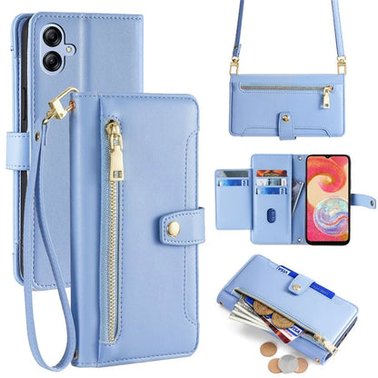 For Samsung Galaxy A04e 4G / F04 4G / M04 4G Phone Case Anti-fall 6 Card Slots Cover with Crossbody Strap