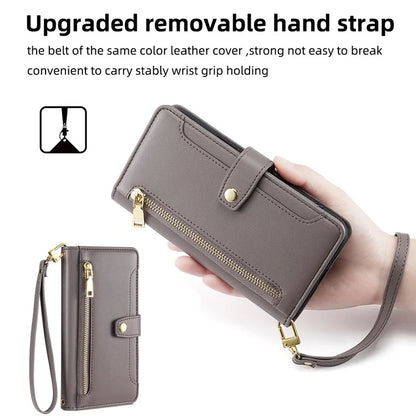 For Samsung Galaxy A04e 4G / F04 4G / M04 4G Phone Case Anti-fall 6 Card Slots Cover with Crossbody Strap