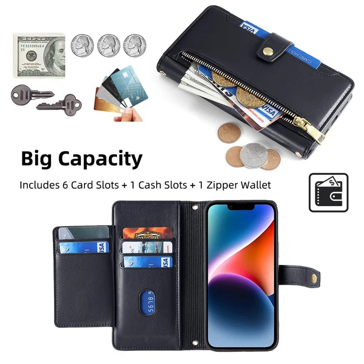 For iPhone 13 6.1 inch Case Drop-resistant Leather Flip Stand Phone Protector