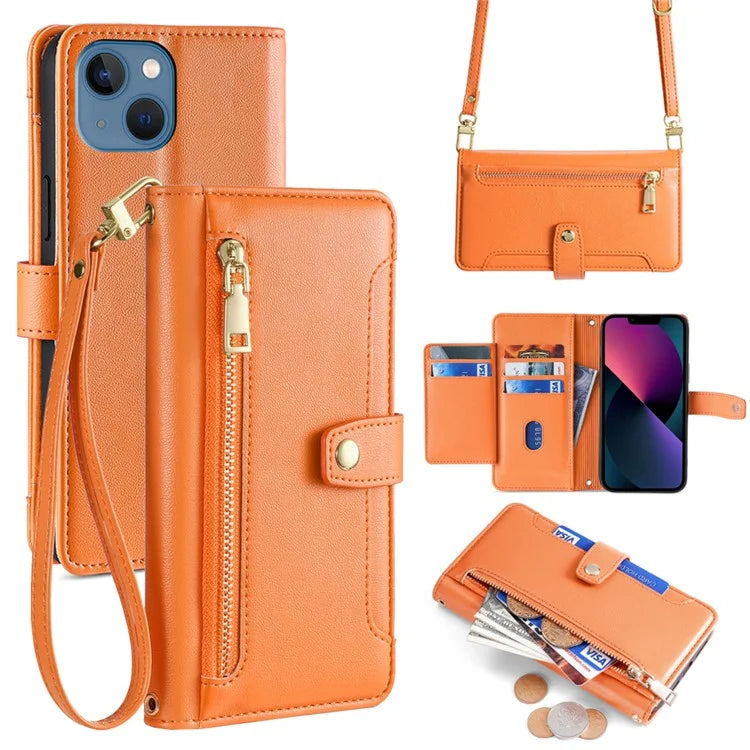 For iPhone 13 6.1 inch Case Drop-resistant Leather Flip Stand Phone Protector