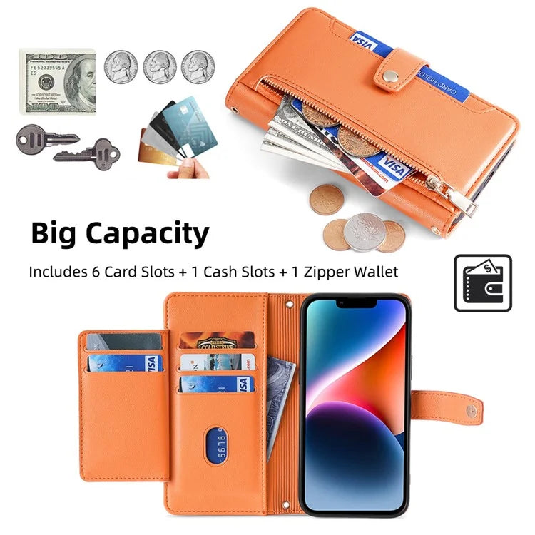 For iPhone 13 6.1 inch Case Drop-resistant Leather Flip Stand Phone Protector