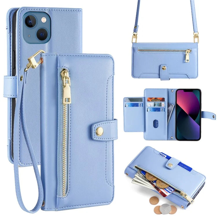 For iPhone 13 6.1 inch Case Drop-resistant Leather Flip Stand Phone Protector
