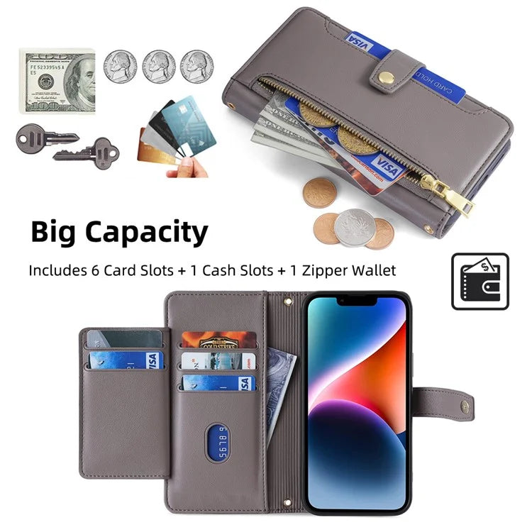 For iPhone 13 6.1 inch Case Drop-resistant Leather Flip Stand Phone Protector