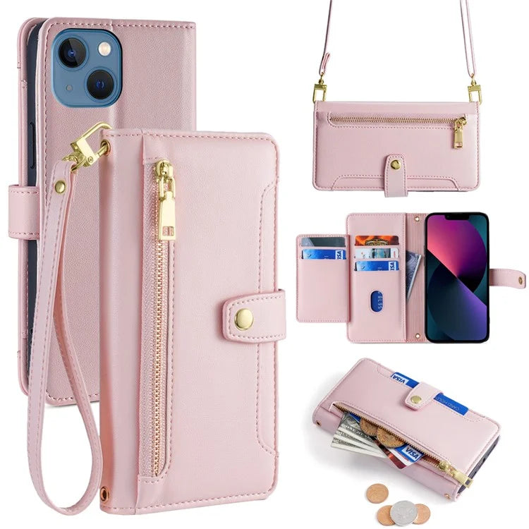 For iPhone 13 6.1 inch Case Drop-resistant Leather Flip Stand Phone Protector