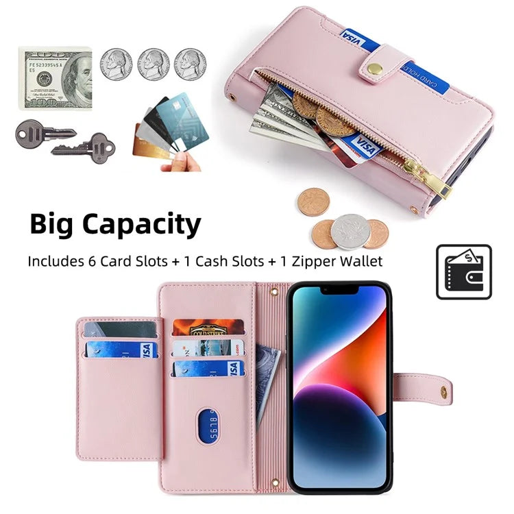 For iPhone 13 6.1 inch Case Drop-resistant Leather Flip Stand Phone Protector