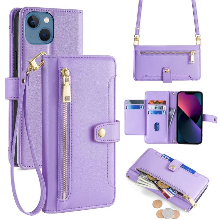 For iPhone 13 6.1 inch Case Drop-resistant Leather Flip Stand Phone Protector