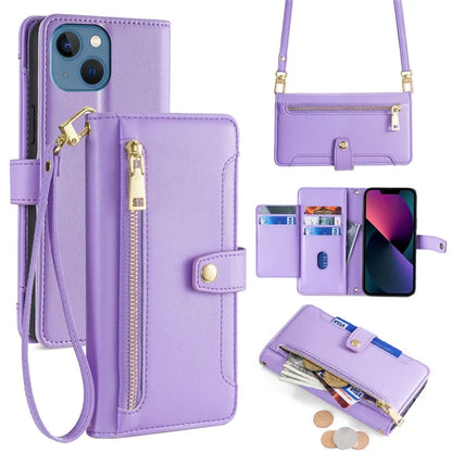 For iPhone 13 6.1 inch Case Drop-resistant Leather Flip Stand Phone Protector