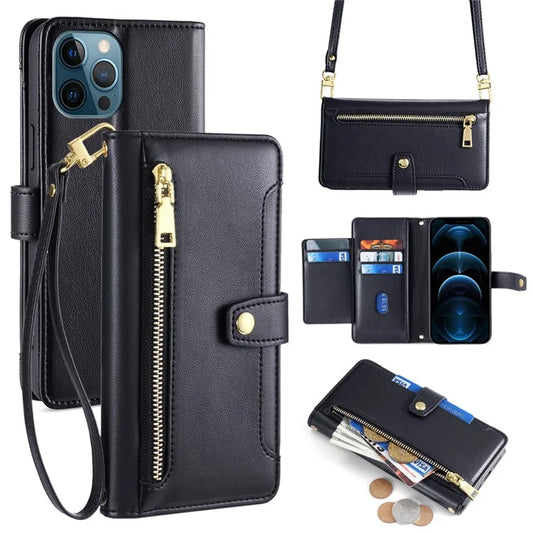 For iPhone 12 Pro Max 6.7 inch Case Leather 6 Card Holders Cover with Magnetic Hardware Buckle