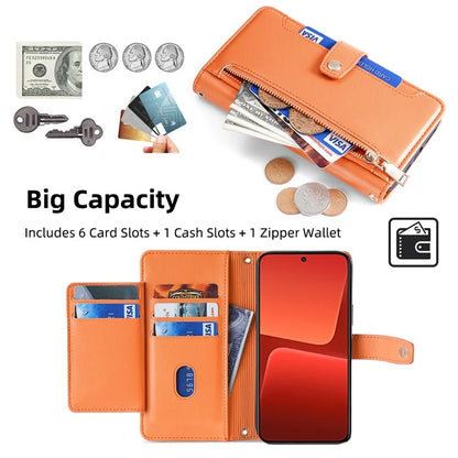 For Xiaomi 13 Case PU Leather Crossbody Phone Protector with Shoulder Wrist Straps