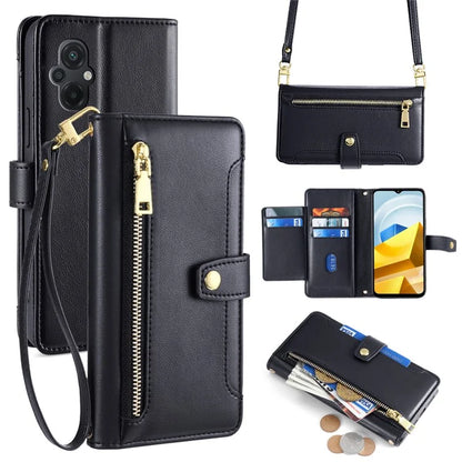 For Xiaomi Poco M5 4G Zipper Pocket Case Drop-proof 6 Card Slots Protective Cover