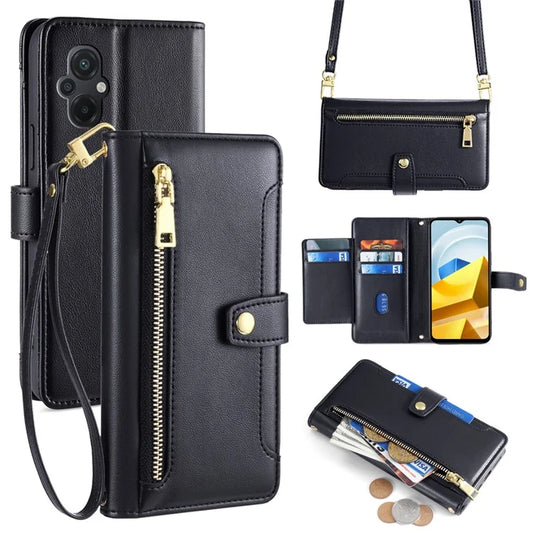 For Xiaomi Poco M5 4G Zipper Pocket Case Drop-proof 6 Card Slots Protective Cover