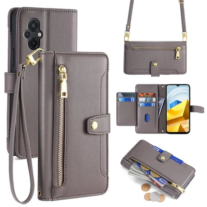 For Xiaomi Poco M5 4G Zipper Pocket Case Drop-proof 6 Card Slots Protective Cover
