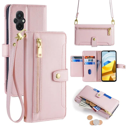 For Xiaomi Poco M5 4G Zipper Pocket Case Drop-proof 6 Card Slots Protective Cover