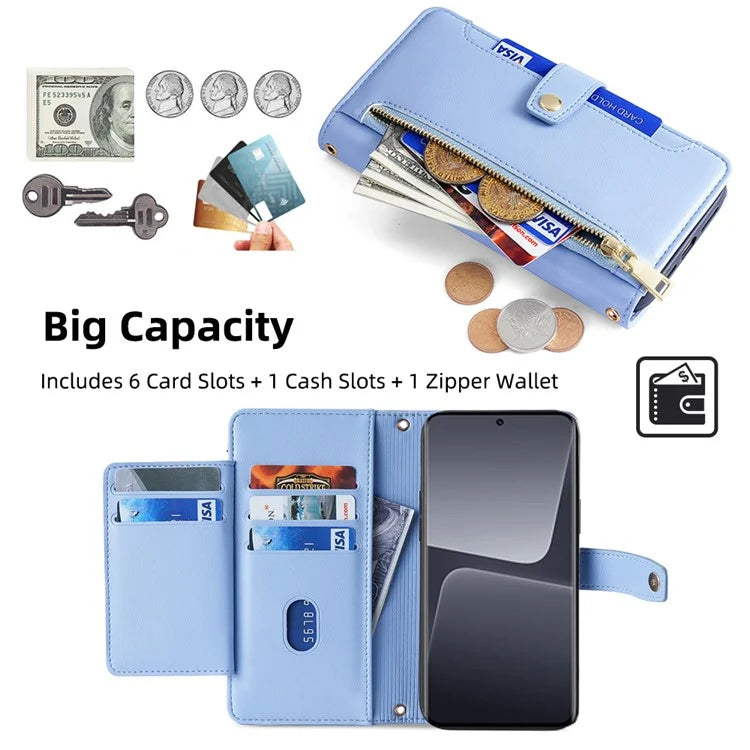 For Xiaomi 13 Pro 5G Case Leather Hardware Buckle Phone Stand Cover with 2 Straps