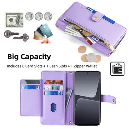 For Xiaomi 13 Pro 5G Case Leather Hardware Buckle Phone Stand Cover with 2 Straps