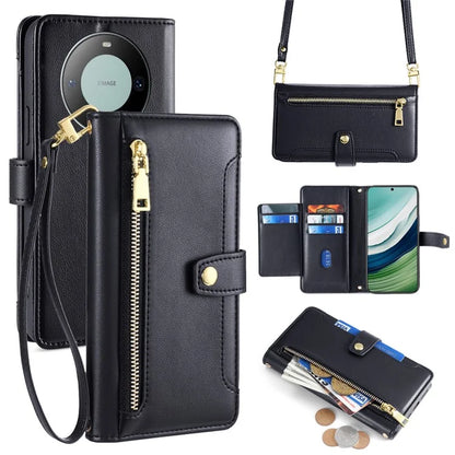 For Huawei Mate 60 Case Leather Drop Protection Phone Cover with Handy Strap