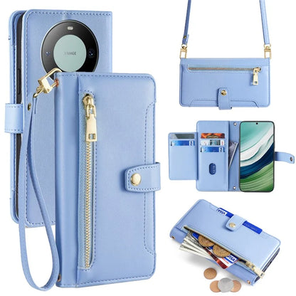 For Huawei Mate 60 Case Leather Drop Protection Phone Cover with Handy Strap