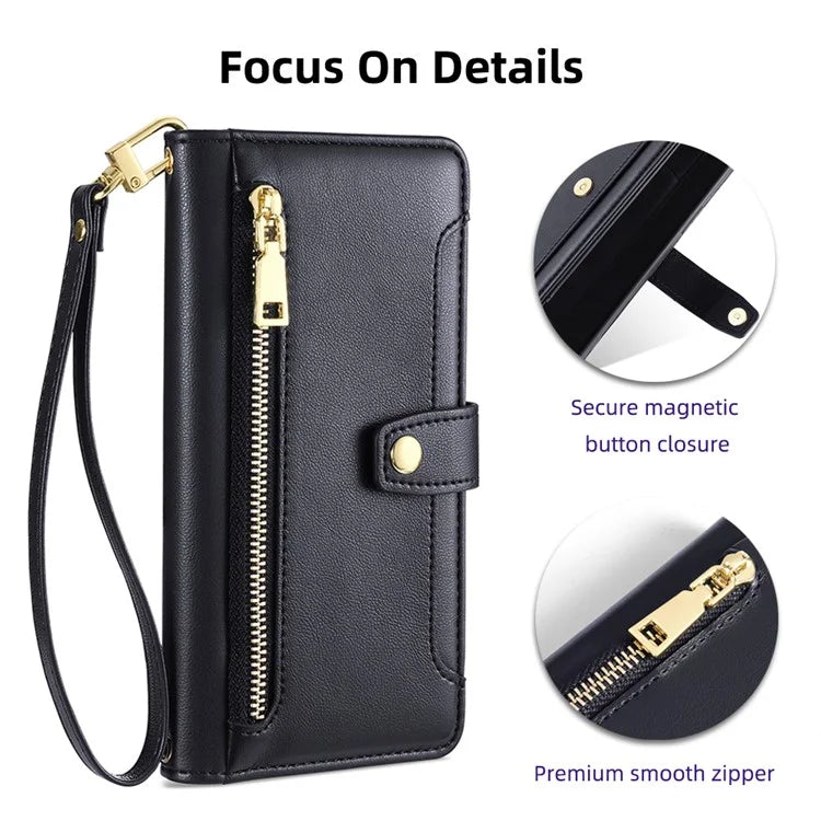 For Xiaomi Redmi Note 13 Pro 5G / Poco X6 5G Leather Case Phone Wallet Cover Zipper Pocket