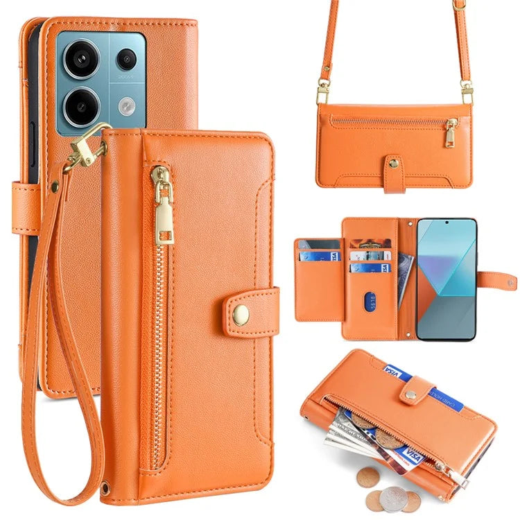 For Xiaomi Redmi Note 13 Pro 5G / Poco X6 5G Leather Case Phone Wallet Cover Zipper Pocket