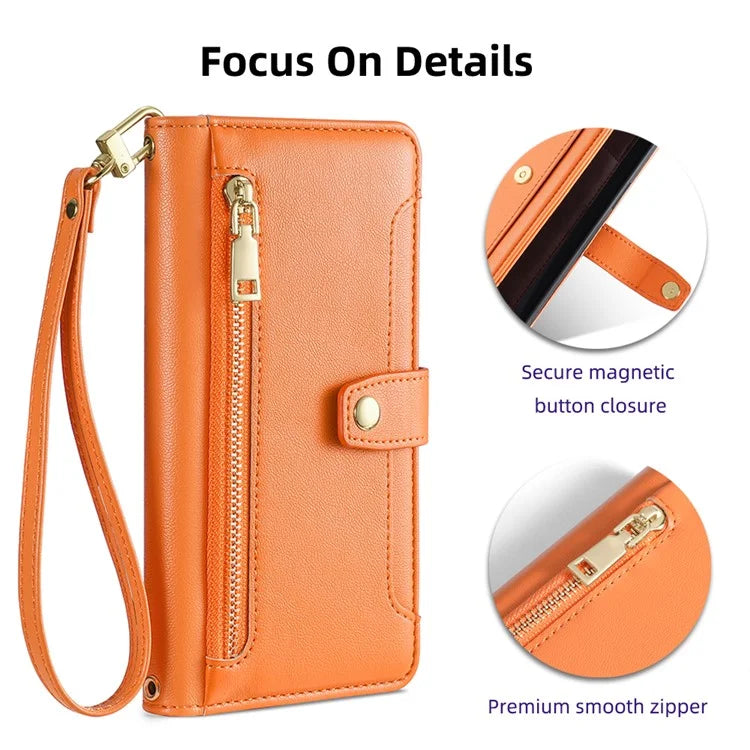 For Xiaomi Redmi Note 13 Pro 5G / Poco X6 5G Leather Case Phone Wallet Cover Zipper Pocket