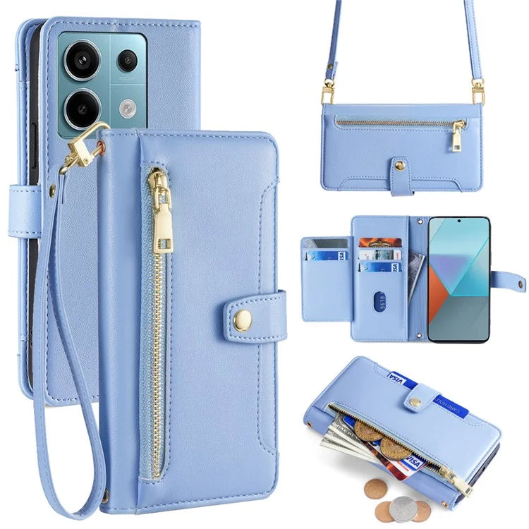 For Xiaomi Redmi Note 13 Pro 5G / Poco X6 5G Leather Case Phone Wallet Cover Zipper Pocket