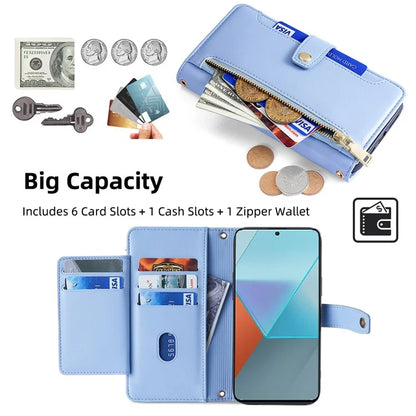 For Xiaomi Redmi Note 13 Pro 5G / Poco X6 5G Leather Case Phone Wallet Cover Zipper Pocket