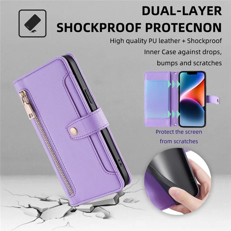 For Xiaomi Redmi Note 13 Pro 5G / Poco X6 5G Leather Case Phone Wallet Cover Zipper Pocket